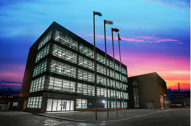 Steam boiler company building night view